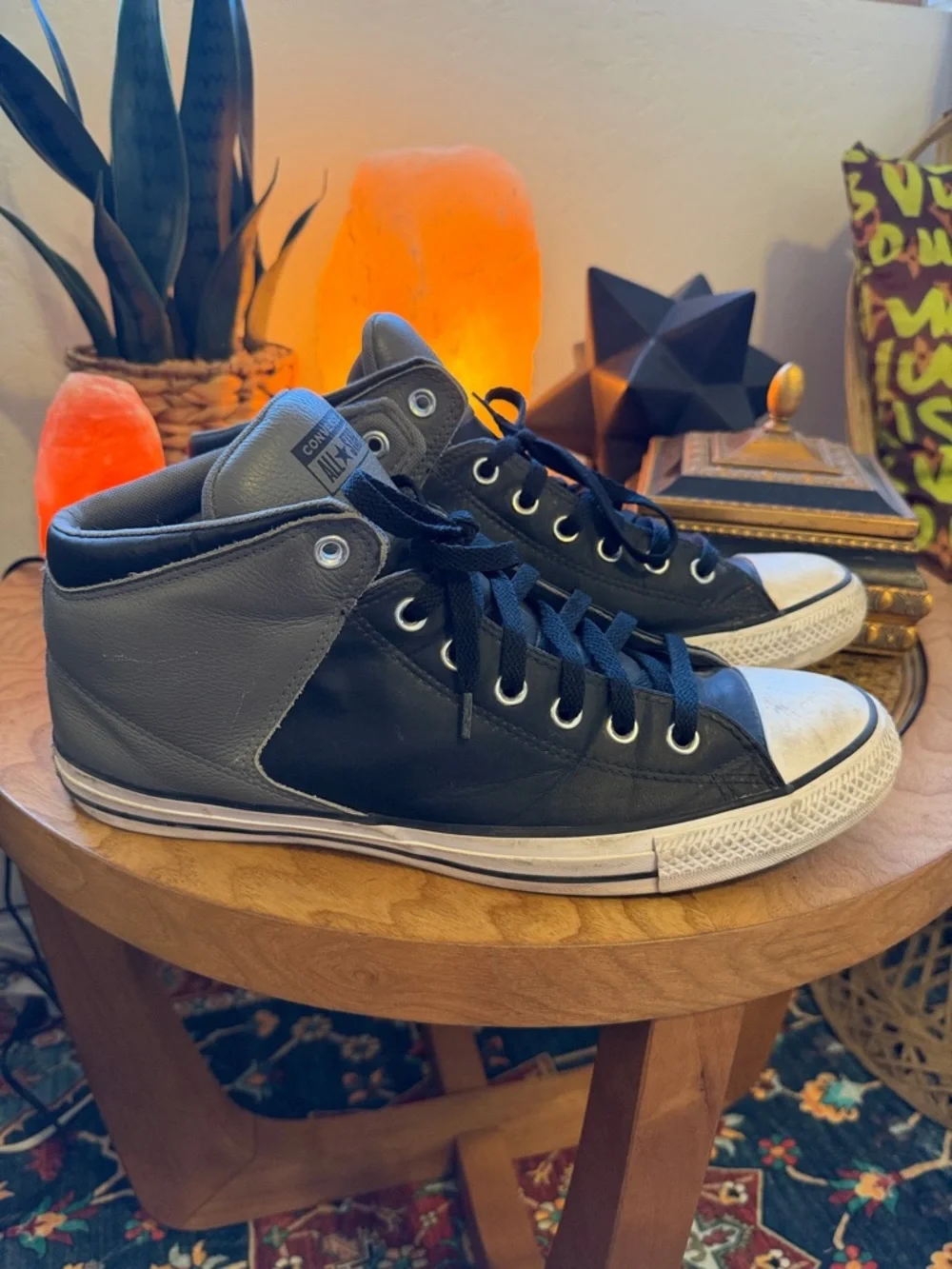 Converse Men’s Black and Gray High-Top Sneakers - Picture 3 of 9